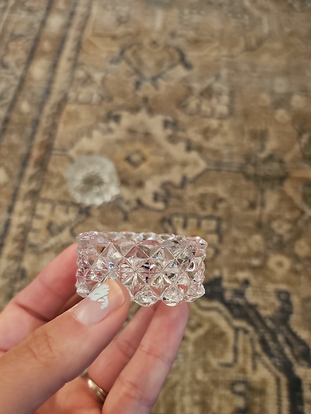 SALE! EAPG Salt Dip (CELLAR) Set With Diamond Point Pattern - Picture 9 of 10